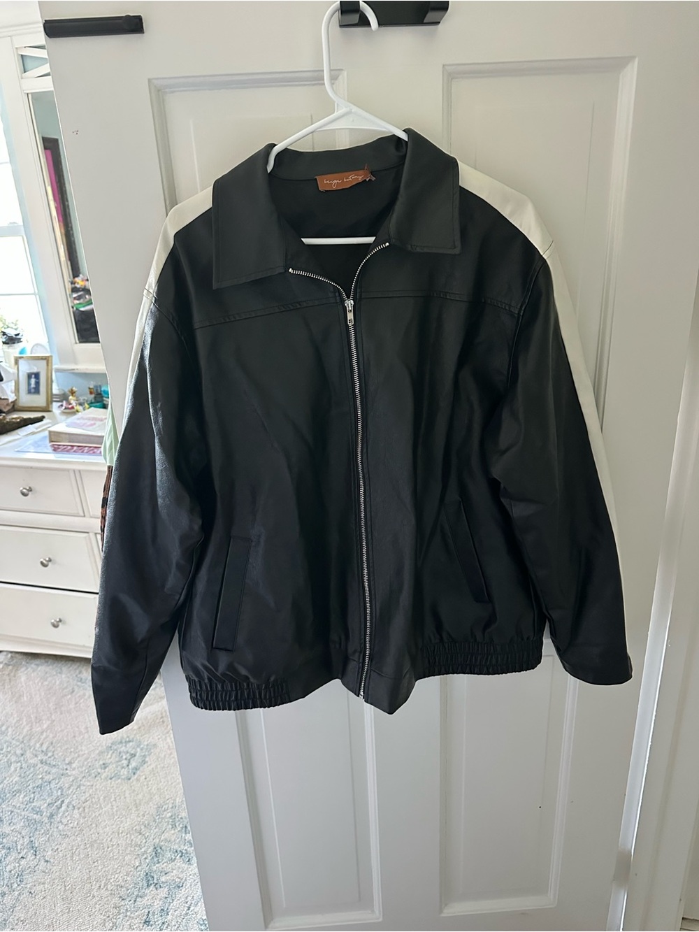 Beige Botany Faux Leather Jacket